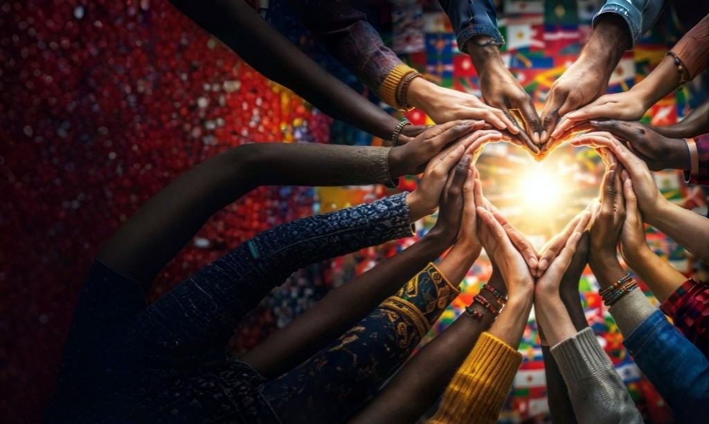 Mains unies formant un cœur — solidarité internationale, Les Grands Cœurs